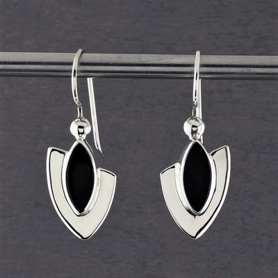 sterling silver and black onyx drop earrings