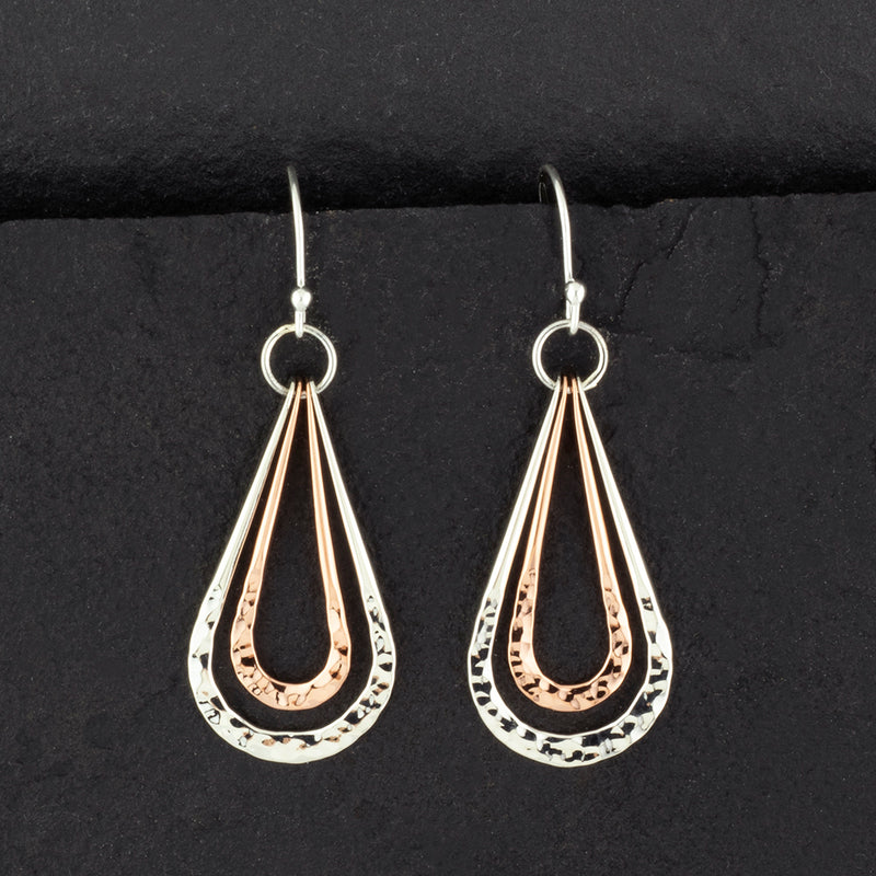 sterling silver and copper drop earrings