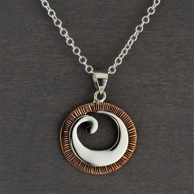 sterling silver and copper nautilus shell necklace