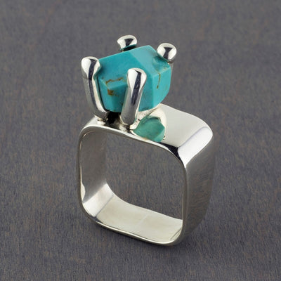 sterling silver and turquoise wide band ring