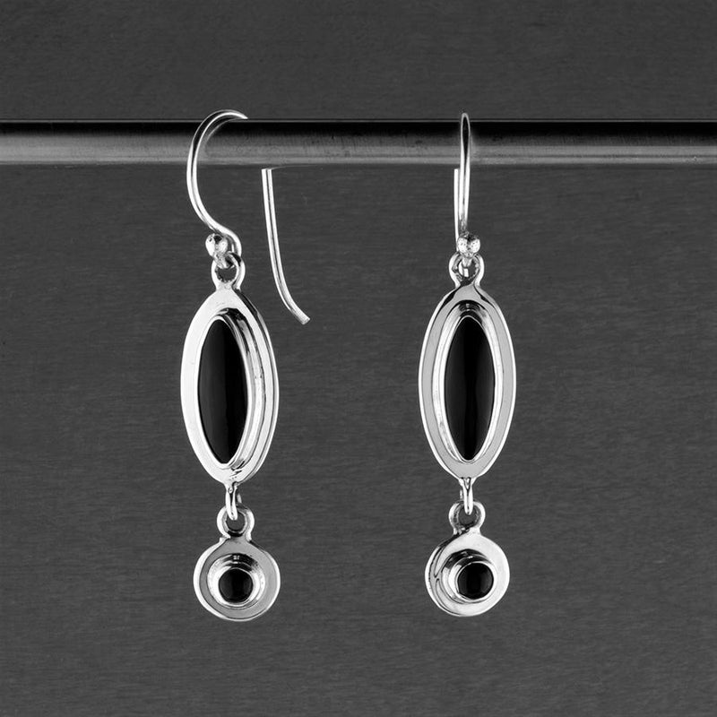 sterling silver black obsidian stone drop earrings