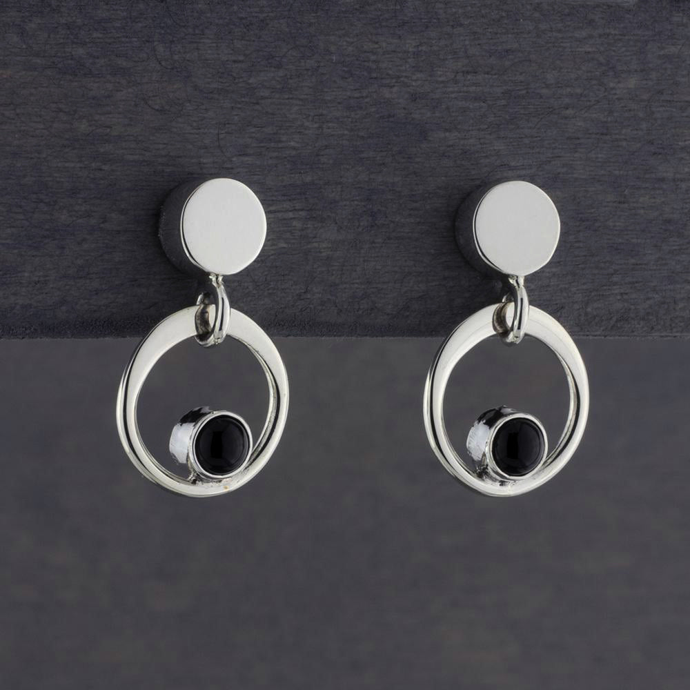 sterling silver black onyx dangle earrings