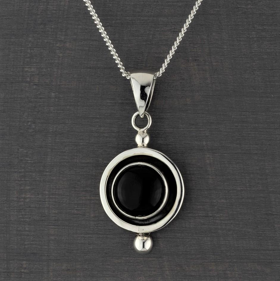 sterling silver black onyx stone necklace