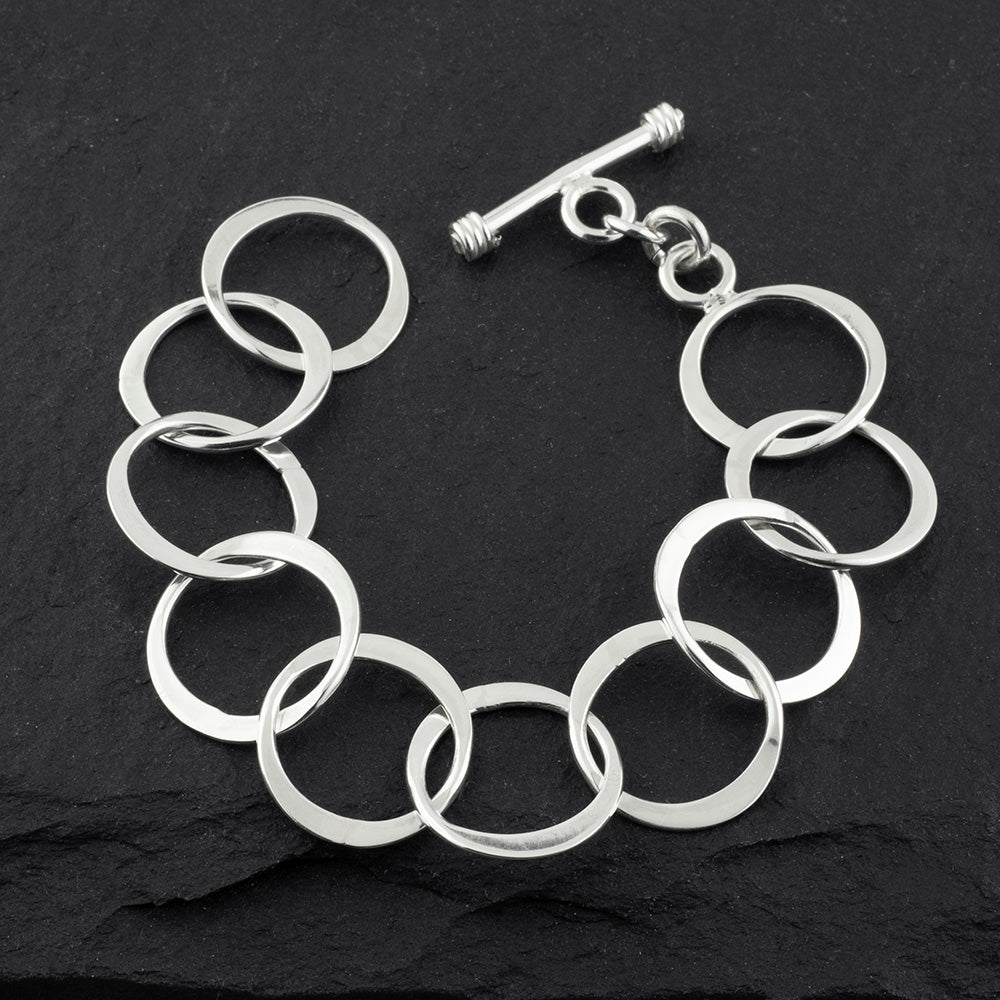 sterling silver circle loop bracelet