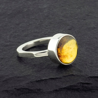 sterling silver genuine amber ring