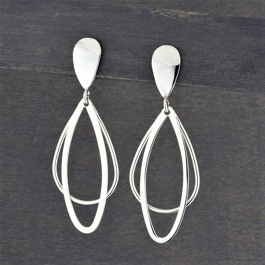 sterling silver layered drop earrings