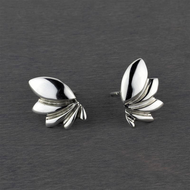 sterling silver lotus flower stud earrings