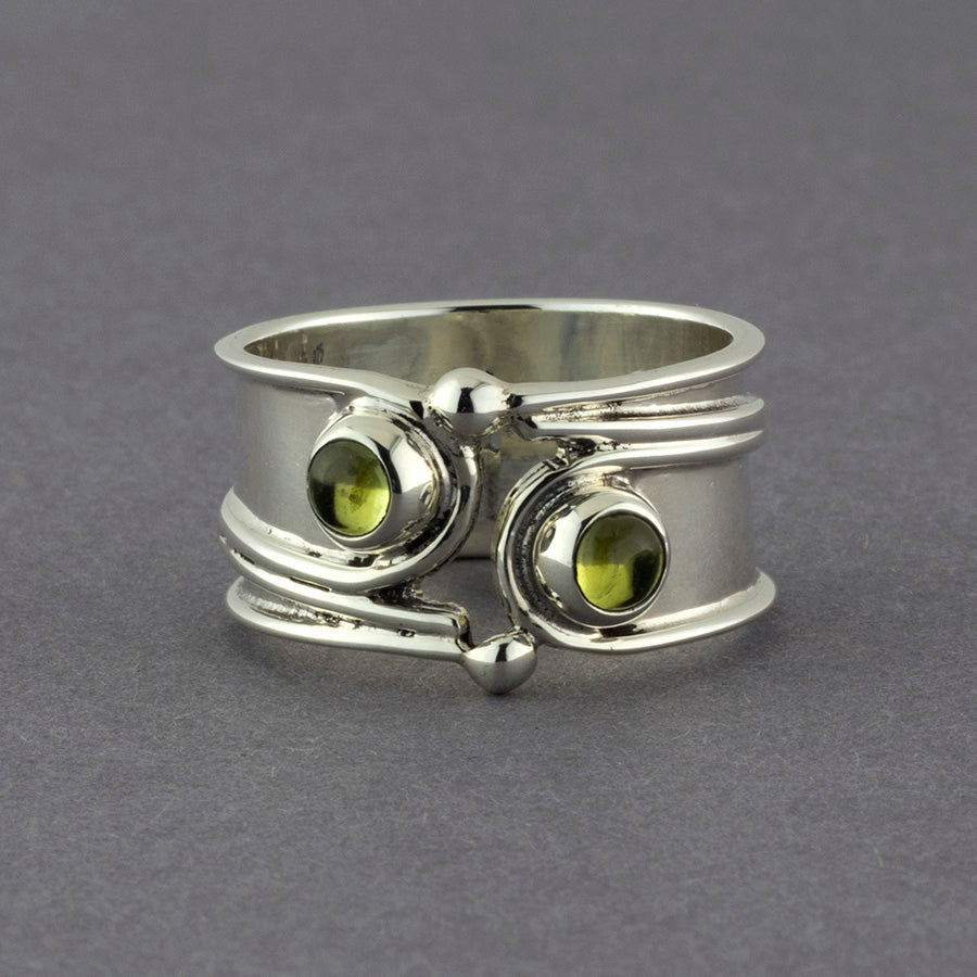 sterling silver peridot wide band ring