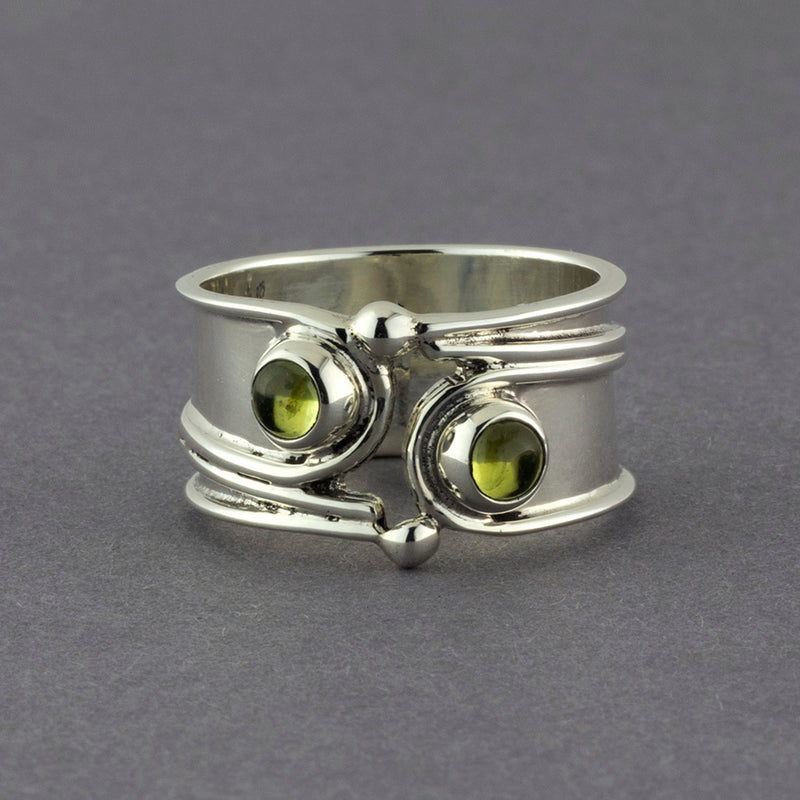 sterling silver peridot wide band ring