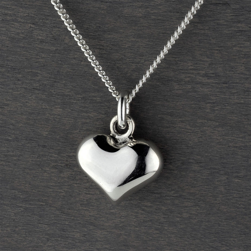 double sided puffy heart necklace chain – BeAdored silver