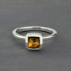 sterling silver square stacking amber ring