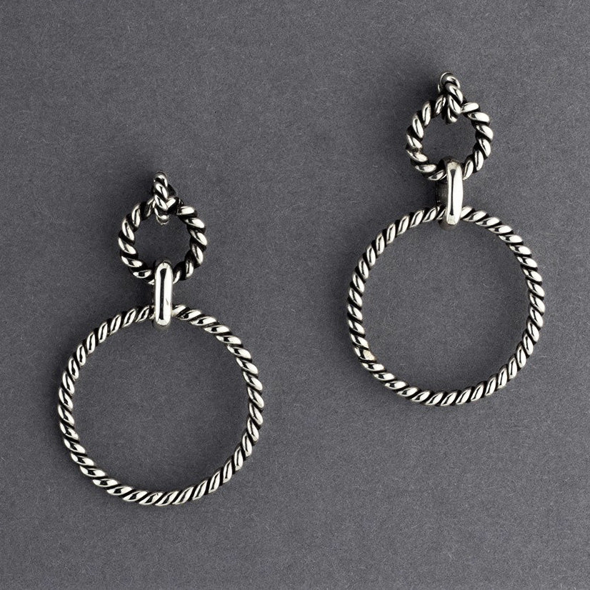 sterling silver twisted rope drop earrings