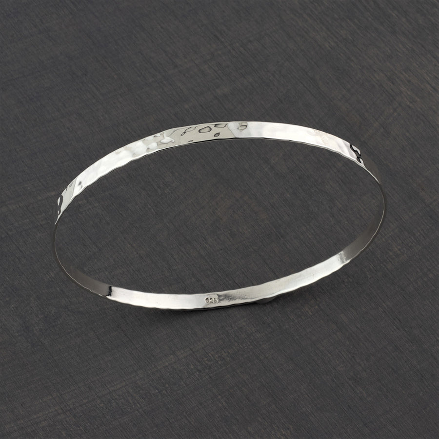 thin hammered sterling silver bangle