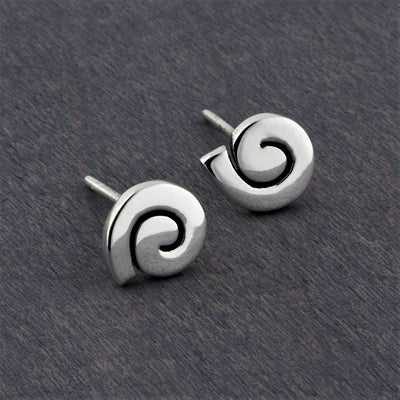 tiny spiral sterling silver stud earrings