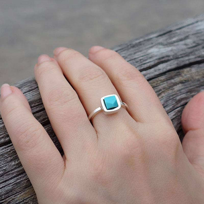 14K Square Turquoise Ring – Mary MacGill